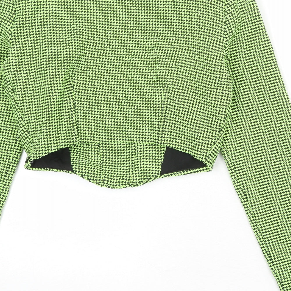 Zara Womens Green Geometric Polyester Cropped Tank Size S Square Neck