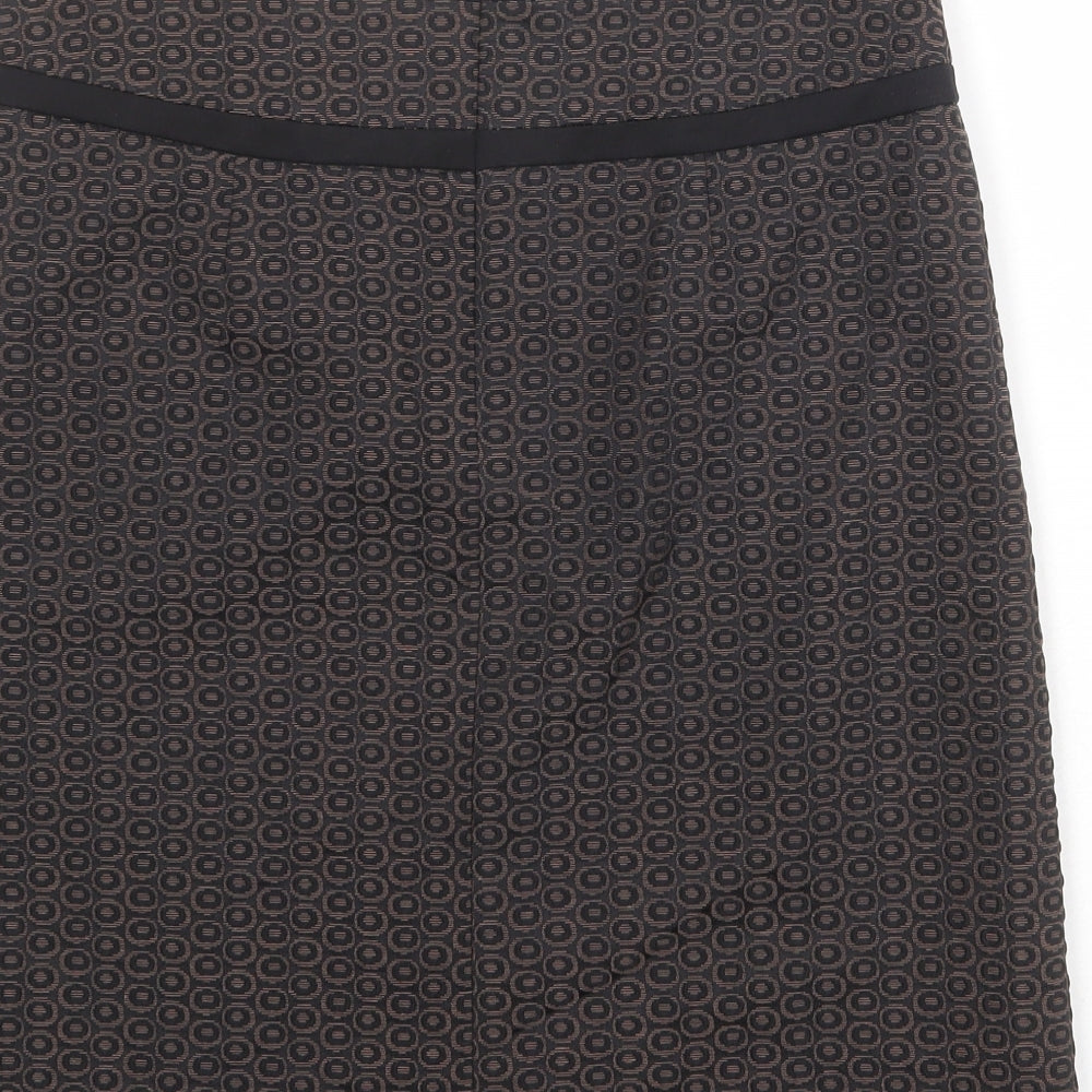 Marks & Spencer Womens Grey Geometric Polyester A-Line Skirt Size 10 Zip