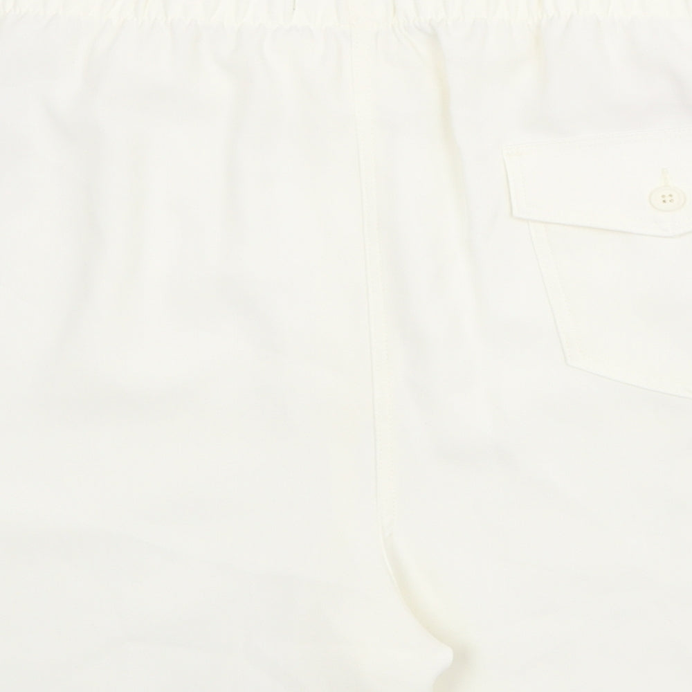 Marks & Spencer Womens Ivory Polyester Basic Shorts Size 24 Regular Pull On