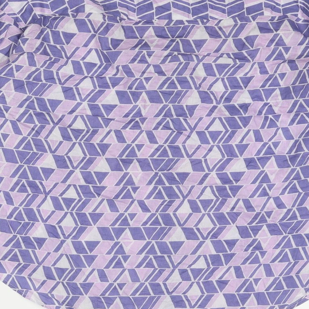 Mango Womens Purple Geometric Cotton Basic Button-Up Size S Collared