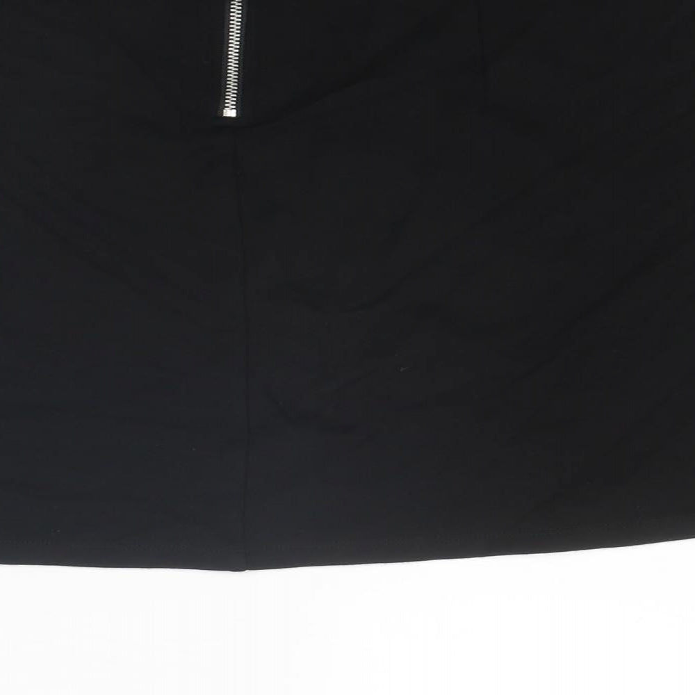 Divided by H&M Womens Black Viscose A-Line Skirt Size M Zip