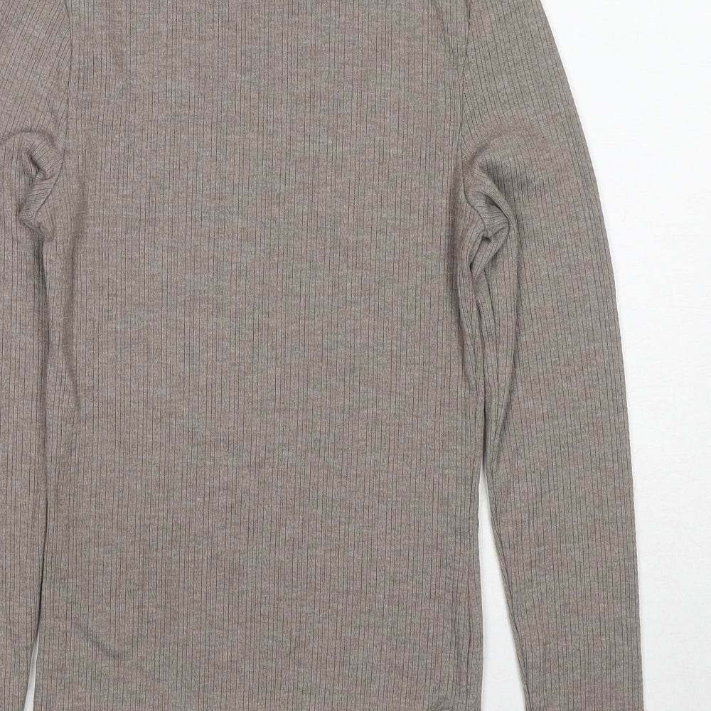 NEXT Womens Brown High Neck Polyester Pullover Jumper Size S - Lettuce Hem