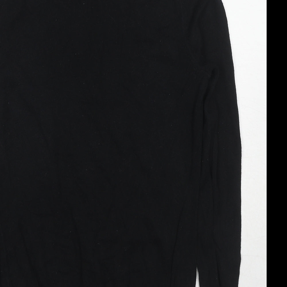 Oasis Womens Black Roll Neck Cotton Pullover Jumper Size XS