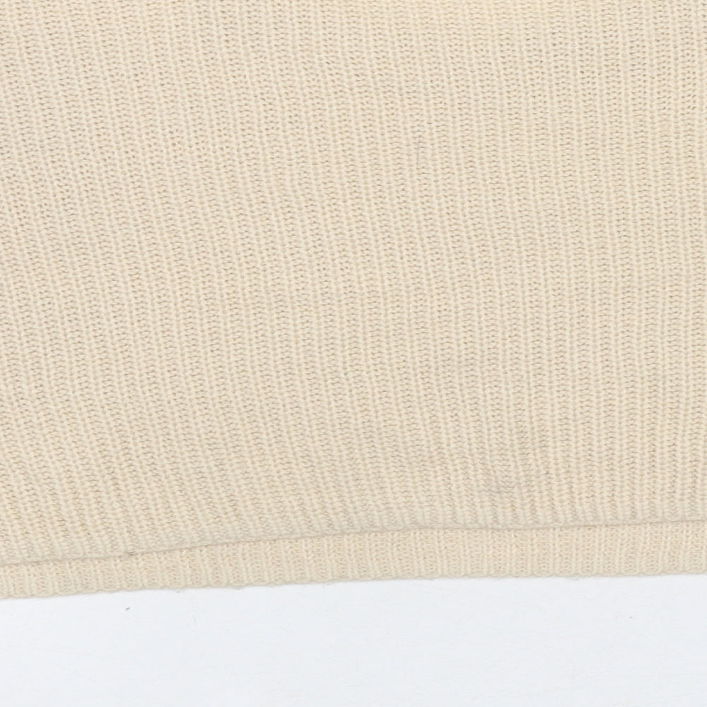 Missguided Womens Beige Round Neck Acrylic Pullover Jumper Size S - Size S-M Cropped