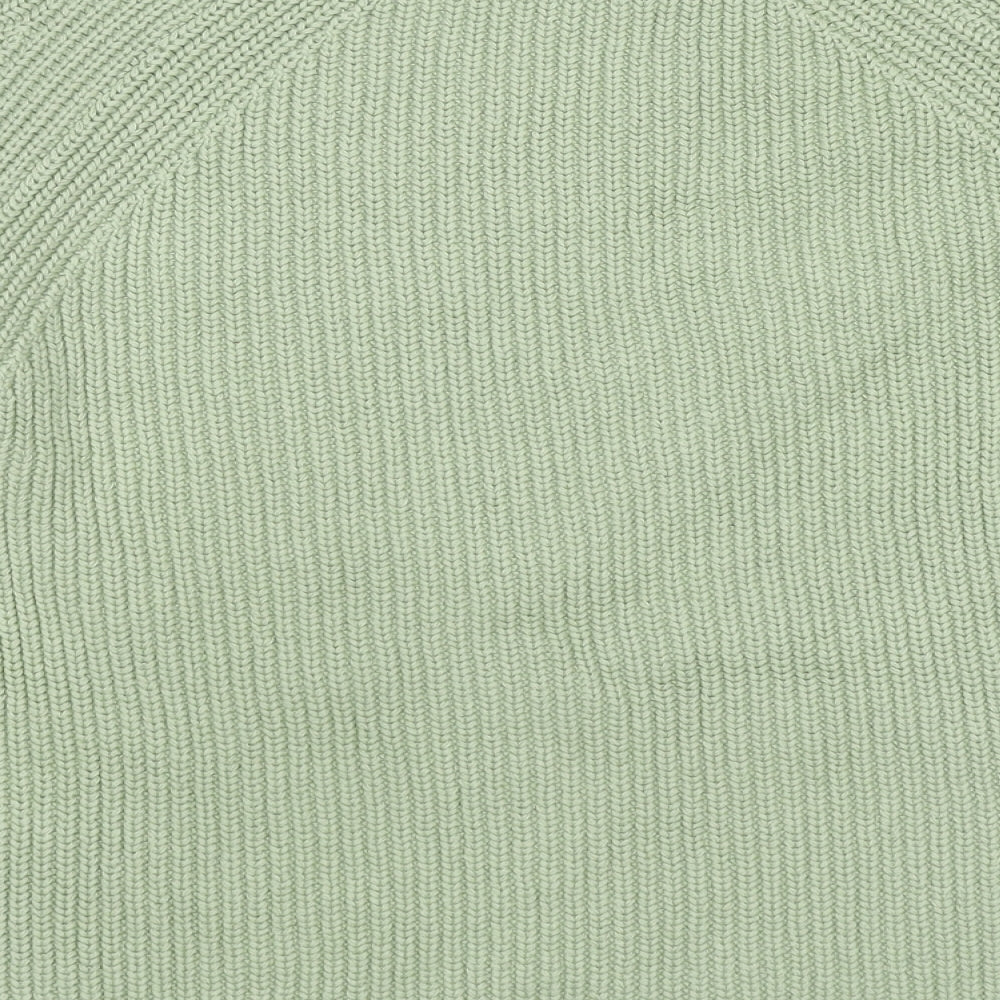 Marks & Spencer Womens Green Round Neck Cotton Pullover Jumper Size S