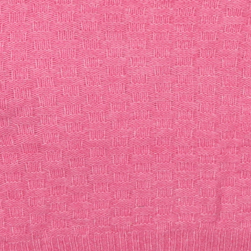 Marks & Spencer Womens Pink V-Neck Acrylic Pullover Jumper Size L