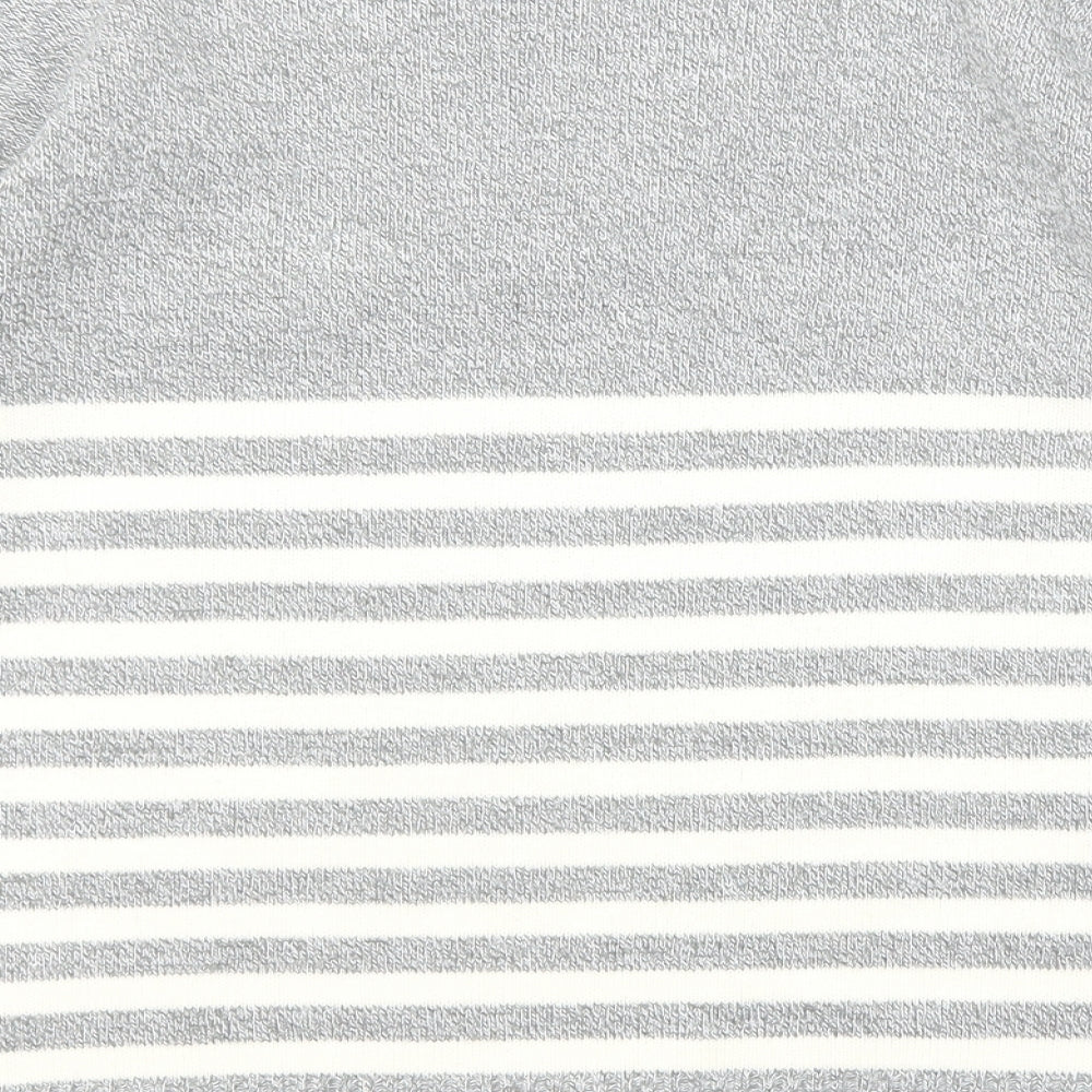 Pure & Natural Womens Grey V-Neck Striped Acrylic Pullover Jumper Size M - Size M-L