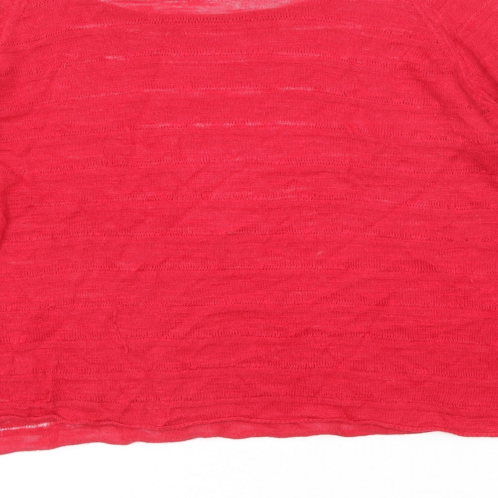 Sandwich Womens Red Viscose Basic Blouse Size L Round Neck