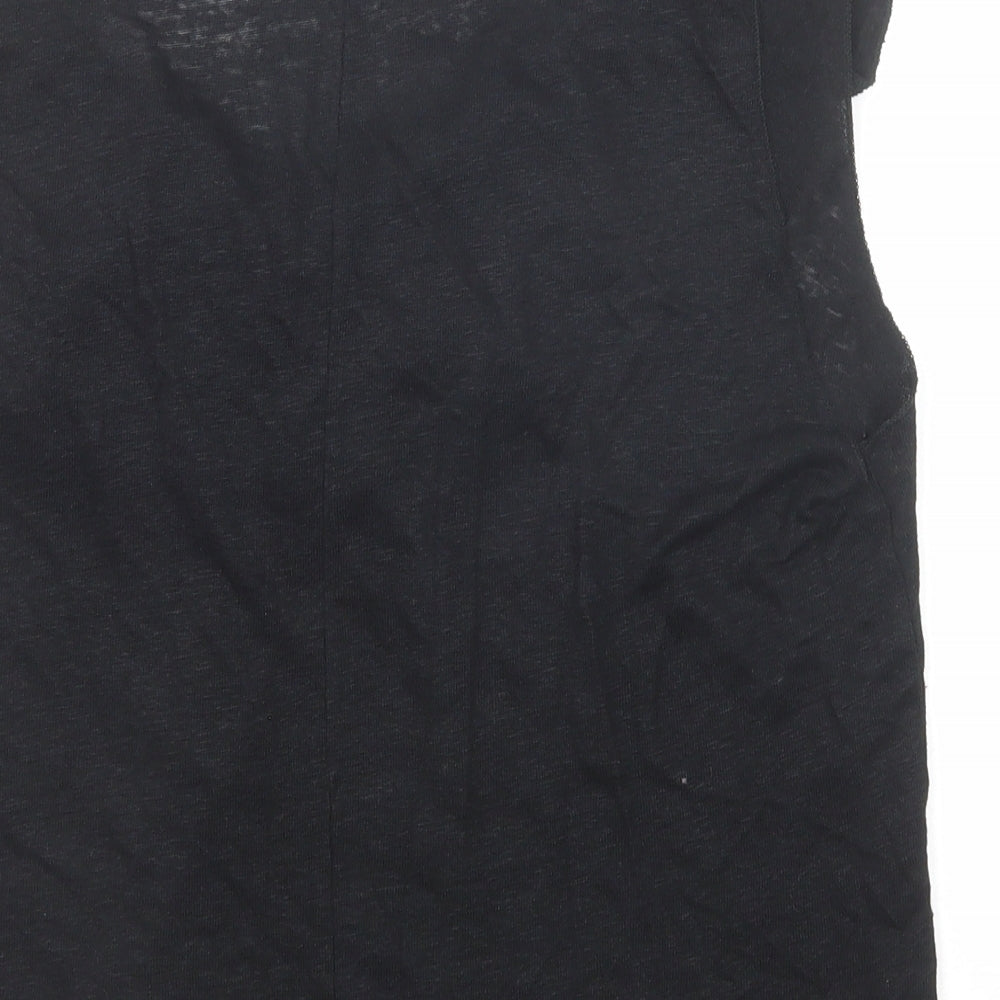 Zara Womens Black Polyester Basic Blouse Size M V-Neck