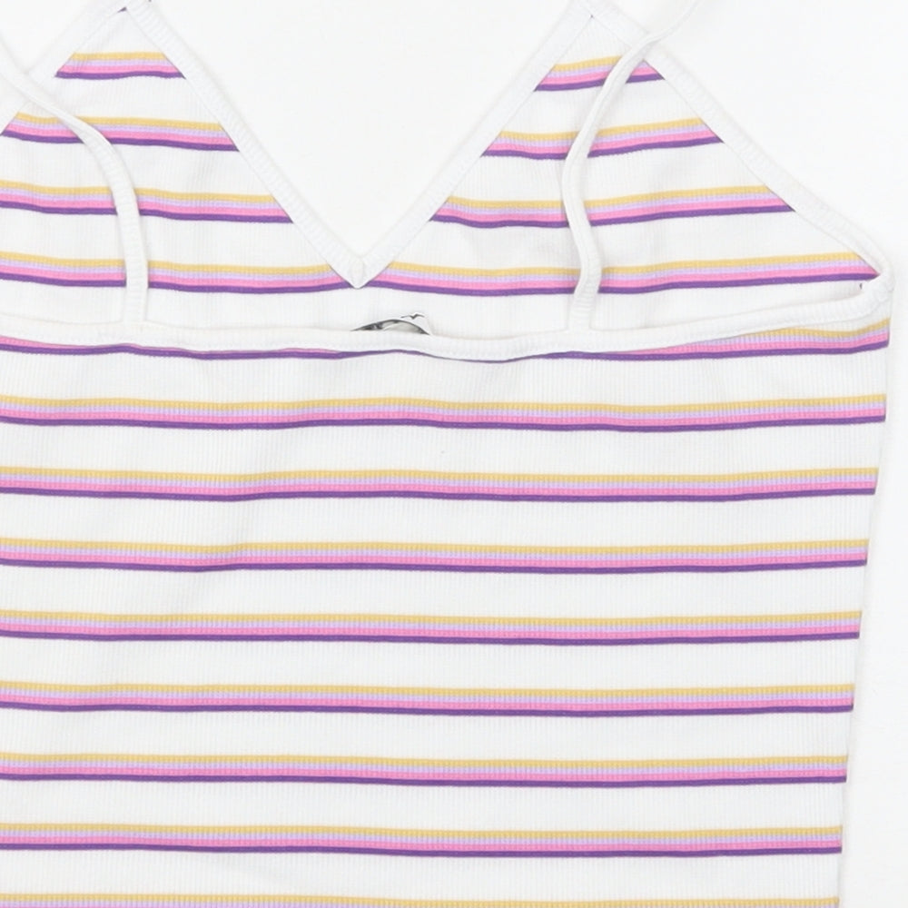Monki Womens Multicoloured Striped Cotton Camisole Tank Size S V-Neck