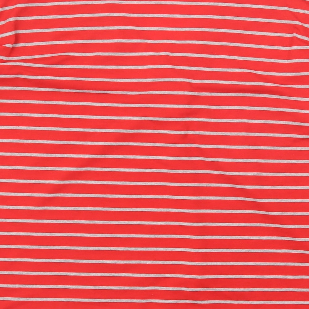 Cerulean Womens Red Striped Polyester Basic T-Shirt Size L V-Neck