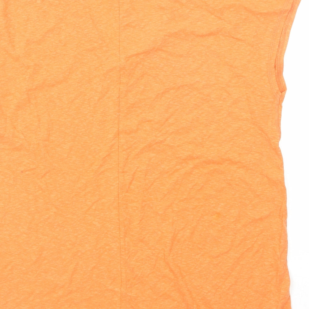River Island Womens Orange Cotton Basic T-Shirt Size 10 V-Neck - Embellished Neckline