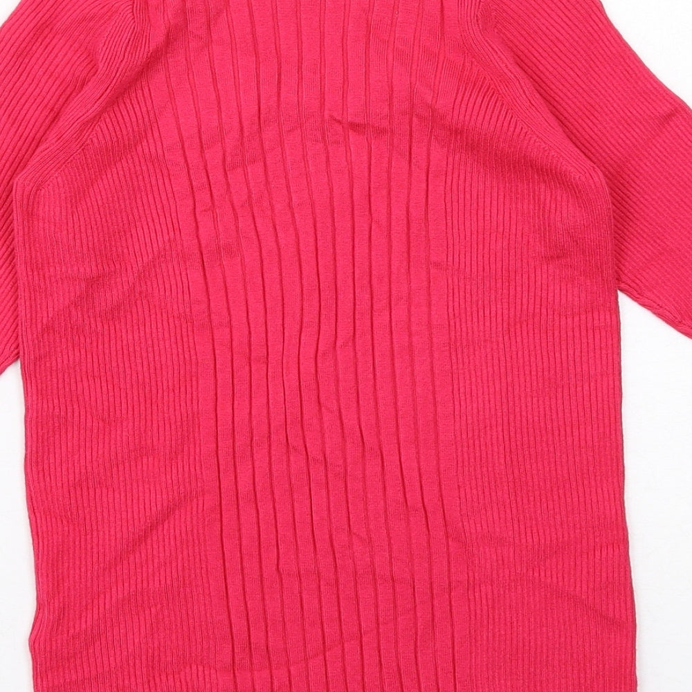 Marks & Spencer Womens Pink Viscose Basic Blouse Size S Round Neck