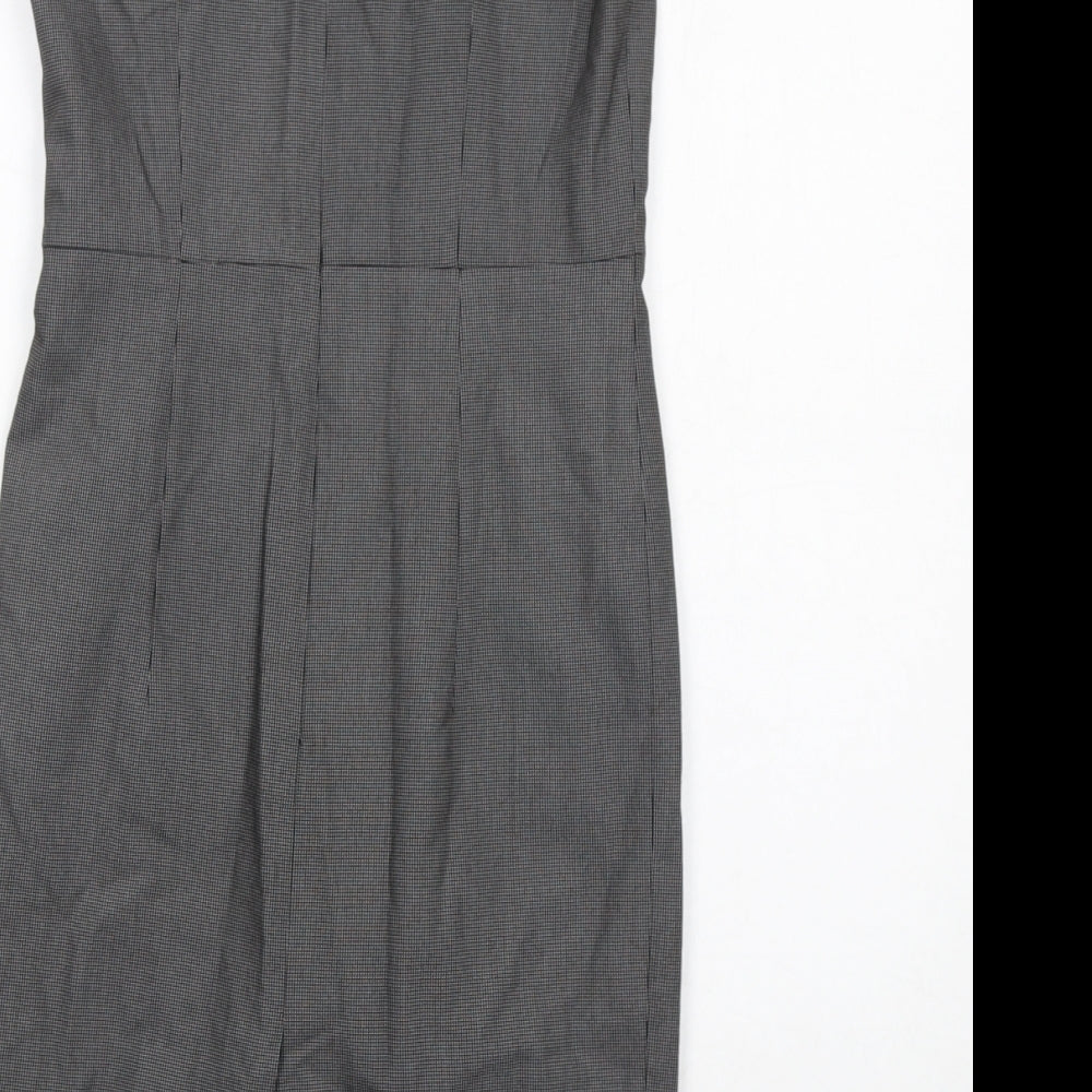 The Collection Womens Black Geometric Polyester Shift Size 6 Square Neck Zip