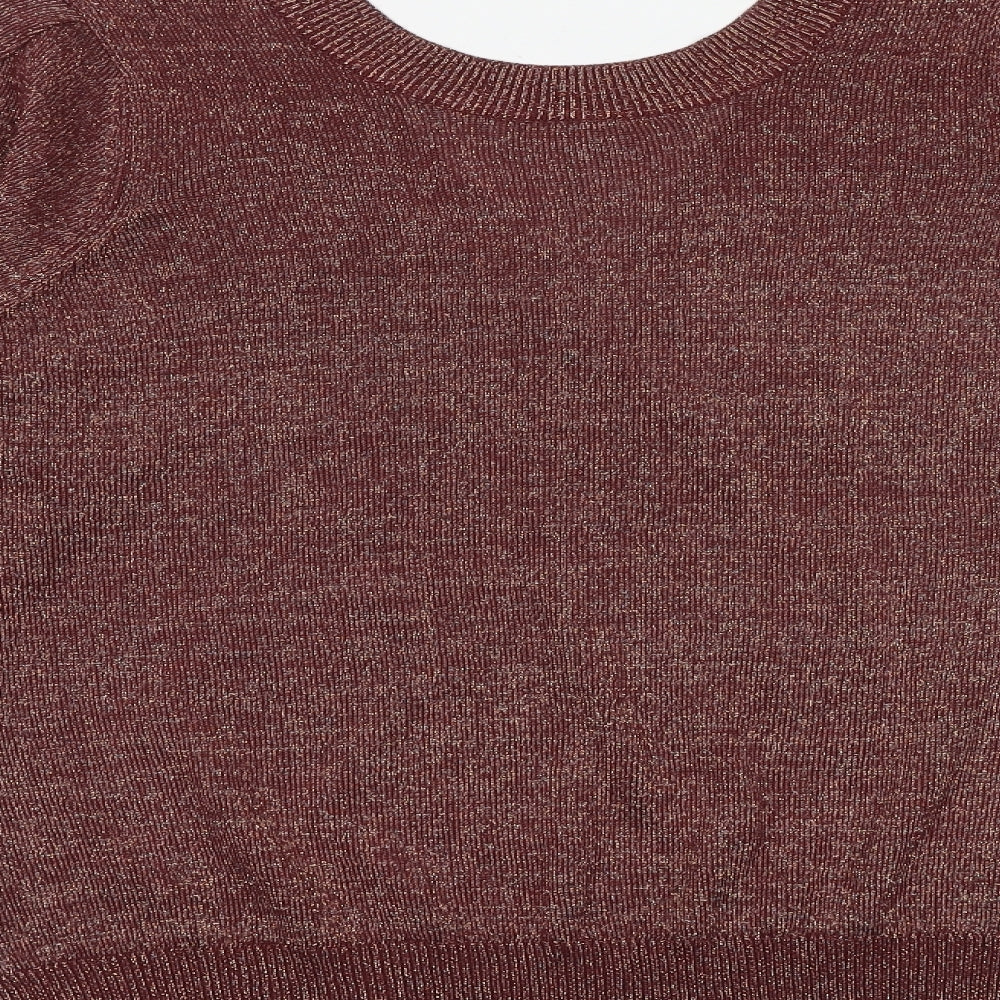 VILA Womens Red V-Neck Acrylic Pullover Jumper Size L