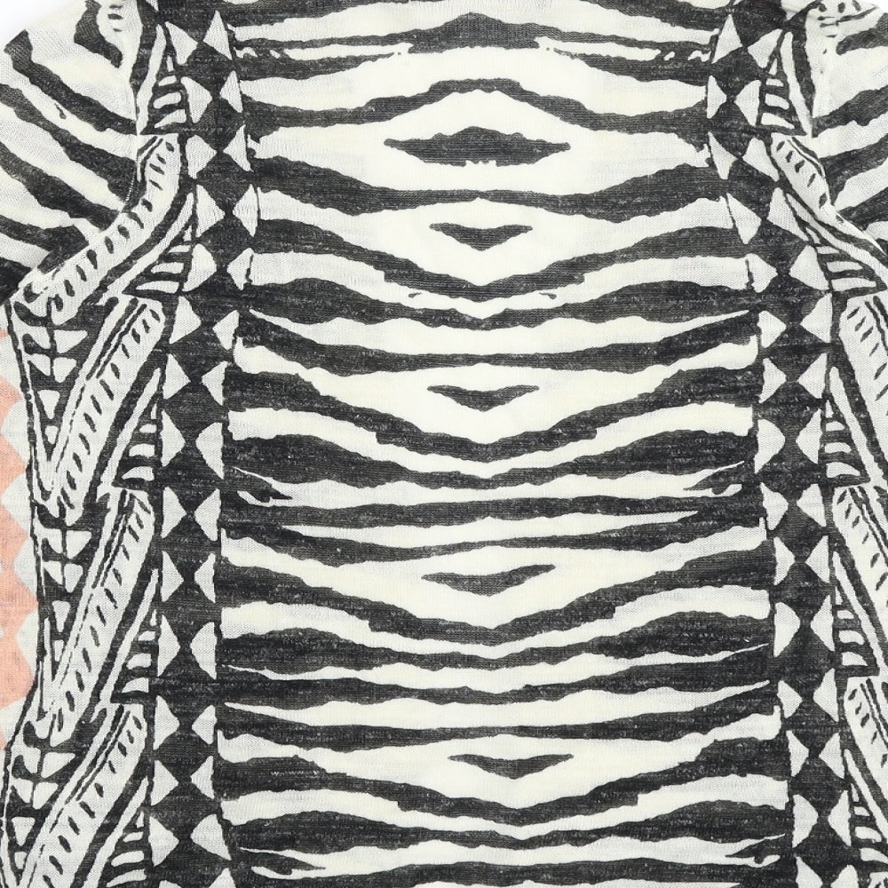 Marks and Spencer Womens Multicoloured V-Neck Animal Print Acrylic Cardigan Jumper Size 8 - Zebra Print