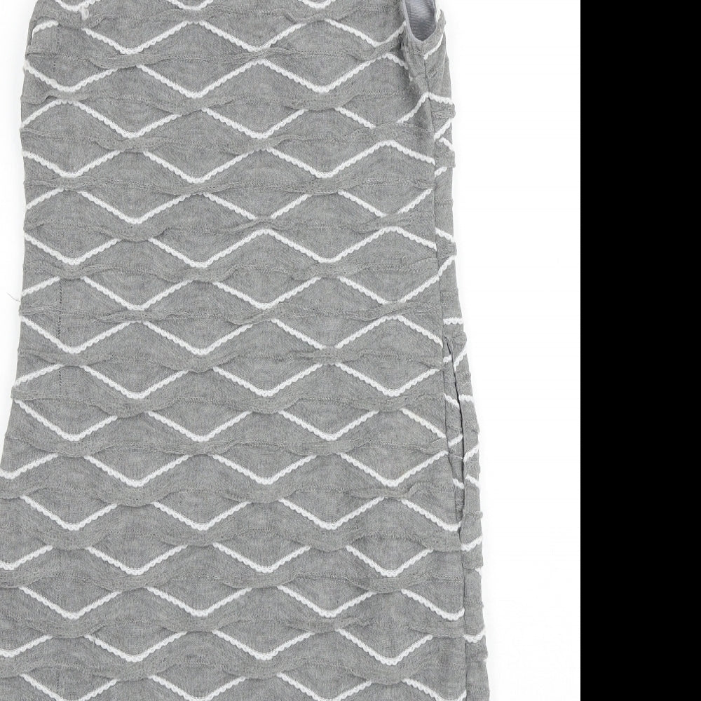 Apricot Womens Grey Geometric Polyester A-Line Size S Cowl Neck Pullover