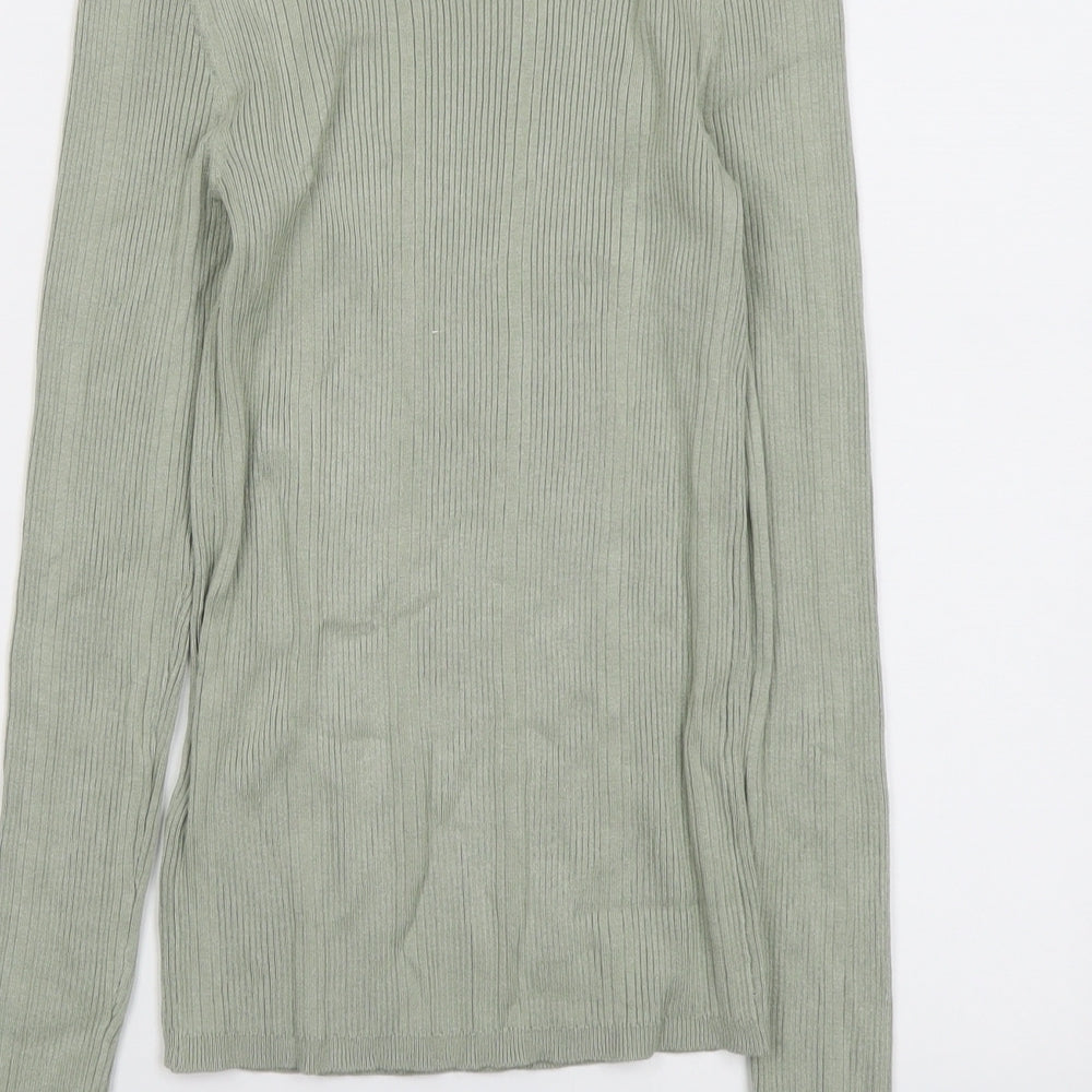 Marks & Spencer Womens Green Round Neck Viscose Pullover Jumper Size 8
