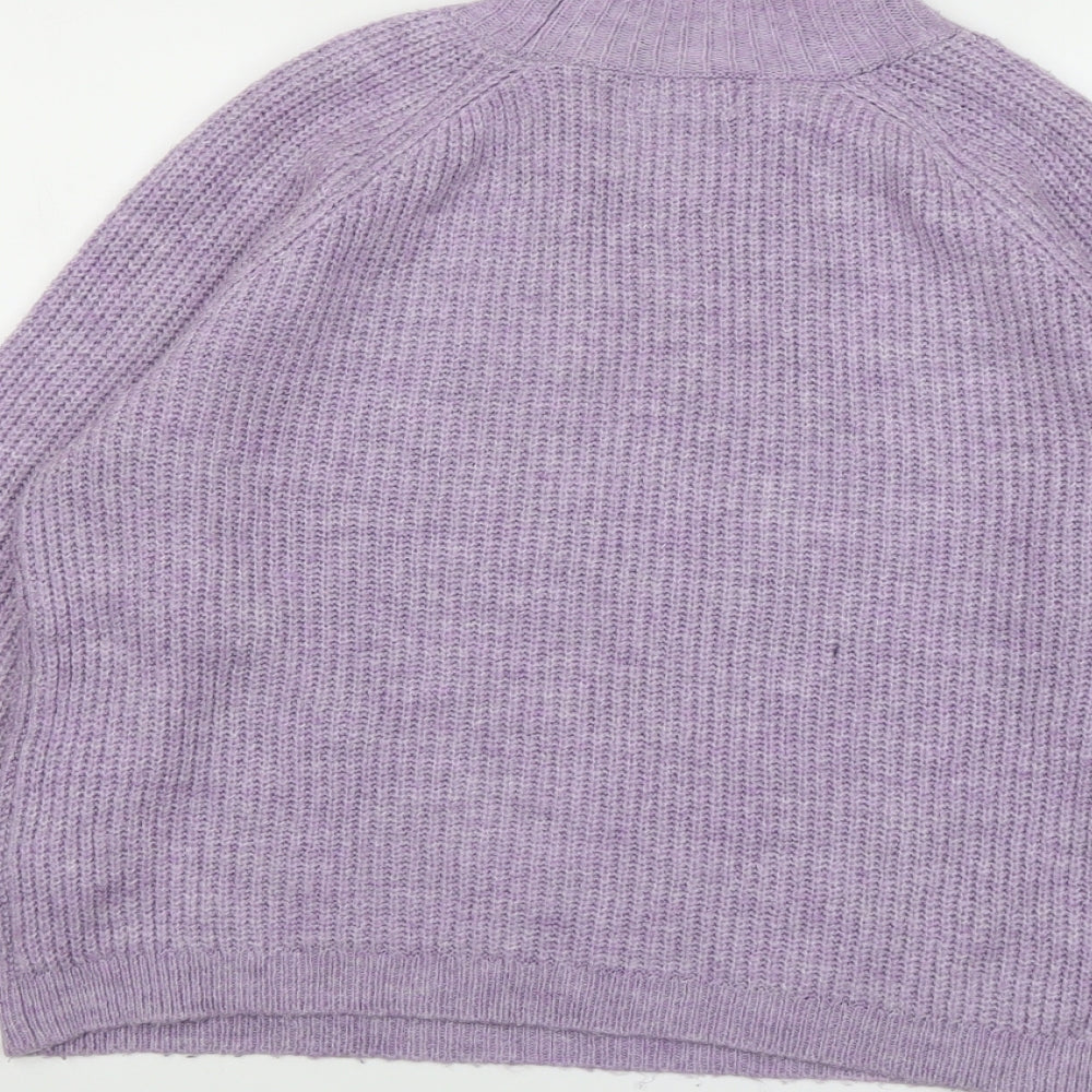 Only Womens Purple Mock Neck Acrylic Pullover Jumper Size M