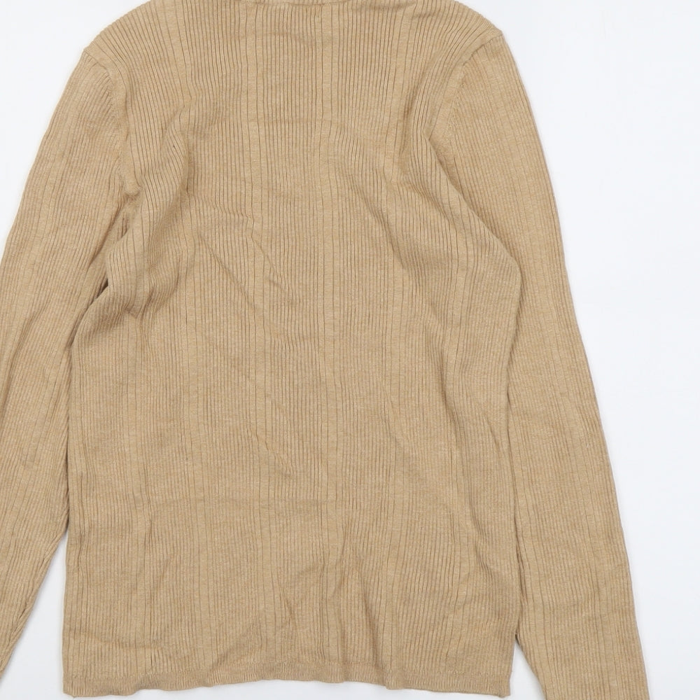 Marks & Spencer Womens Beige Round Neck Viscose Pullover Jumper Size M