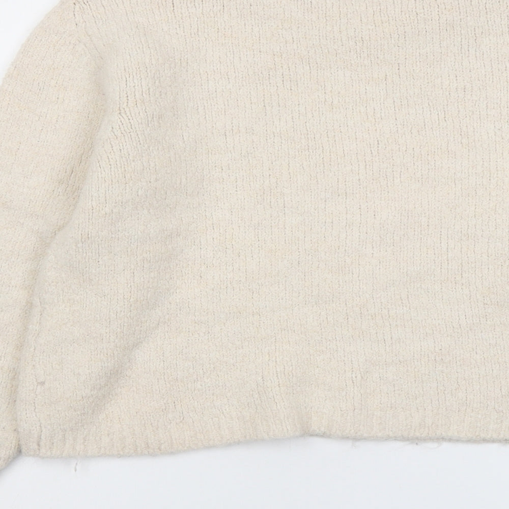 RESERVED Womens Beige Round Neck Polyester Pullover Jumper Size M
