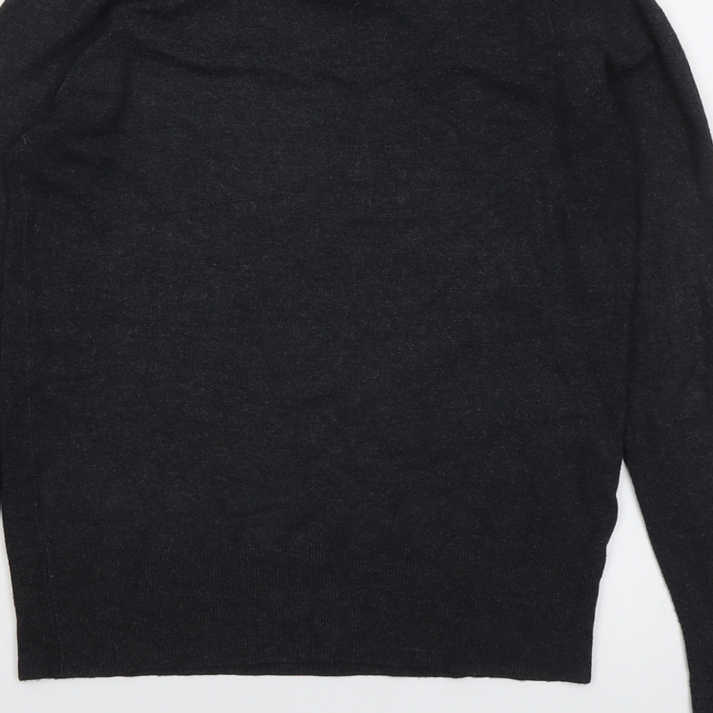 Zara Womens Grey Round Neck Viscose Pullover Jumper Size S