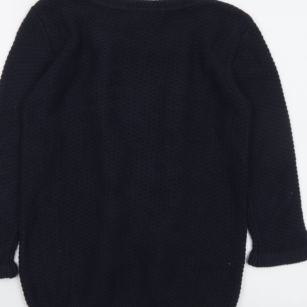 Monsoon Womens Blue Round Neck Cotton Pullover Jumper Size S