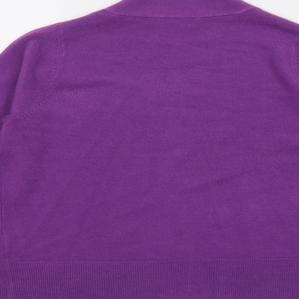 Marks & Spencer Womens Purple V-Neck Acrylic Cardigan Jumper Size 10