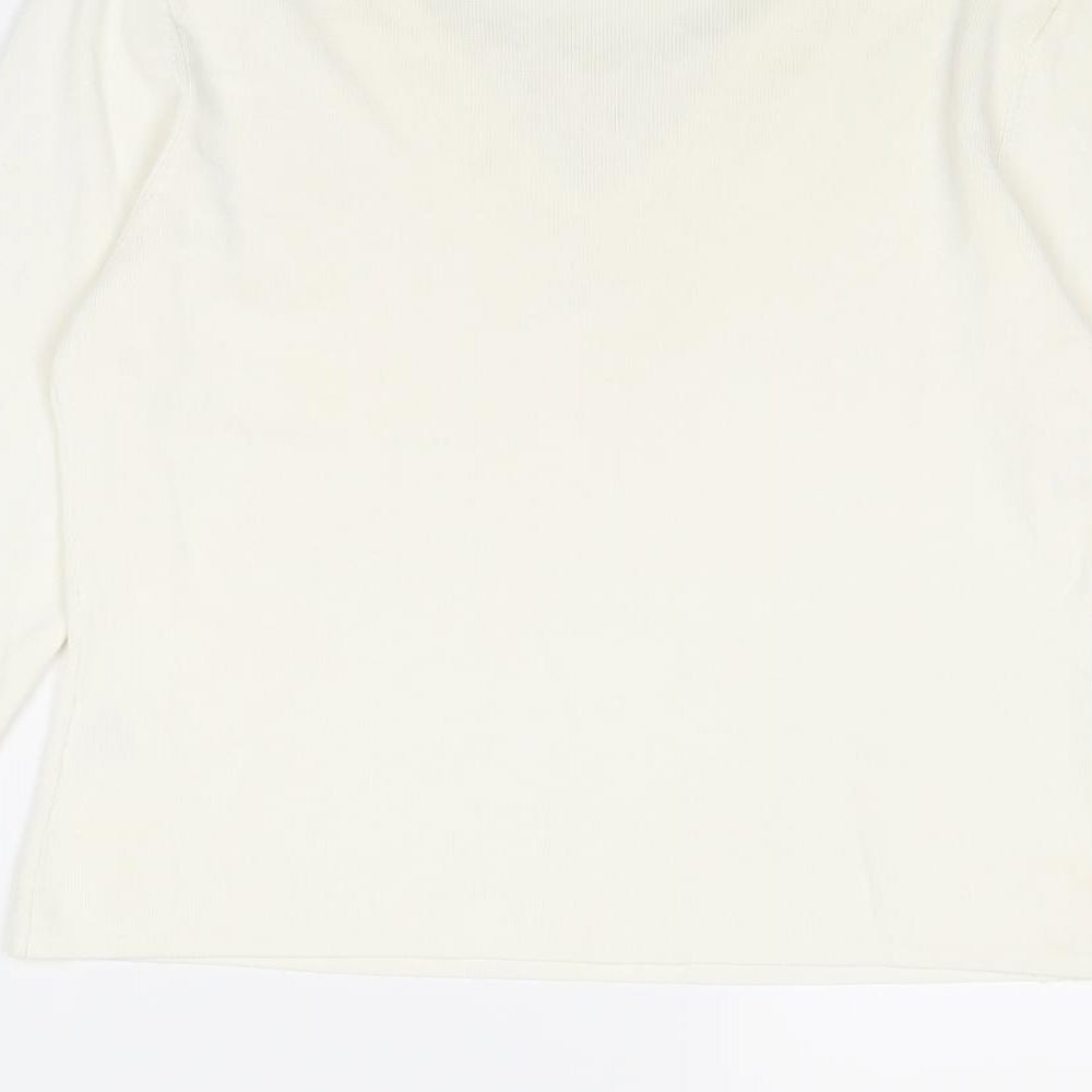 Klass Womens Ivory V-Neck Viscose Pullover Jumper Size L