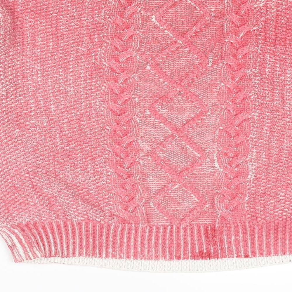VERO MODA Womens Pink Round Neck Acrylic Pullover Jumper Size L