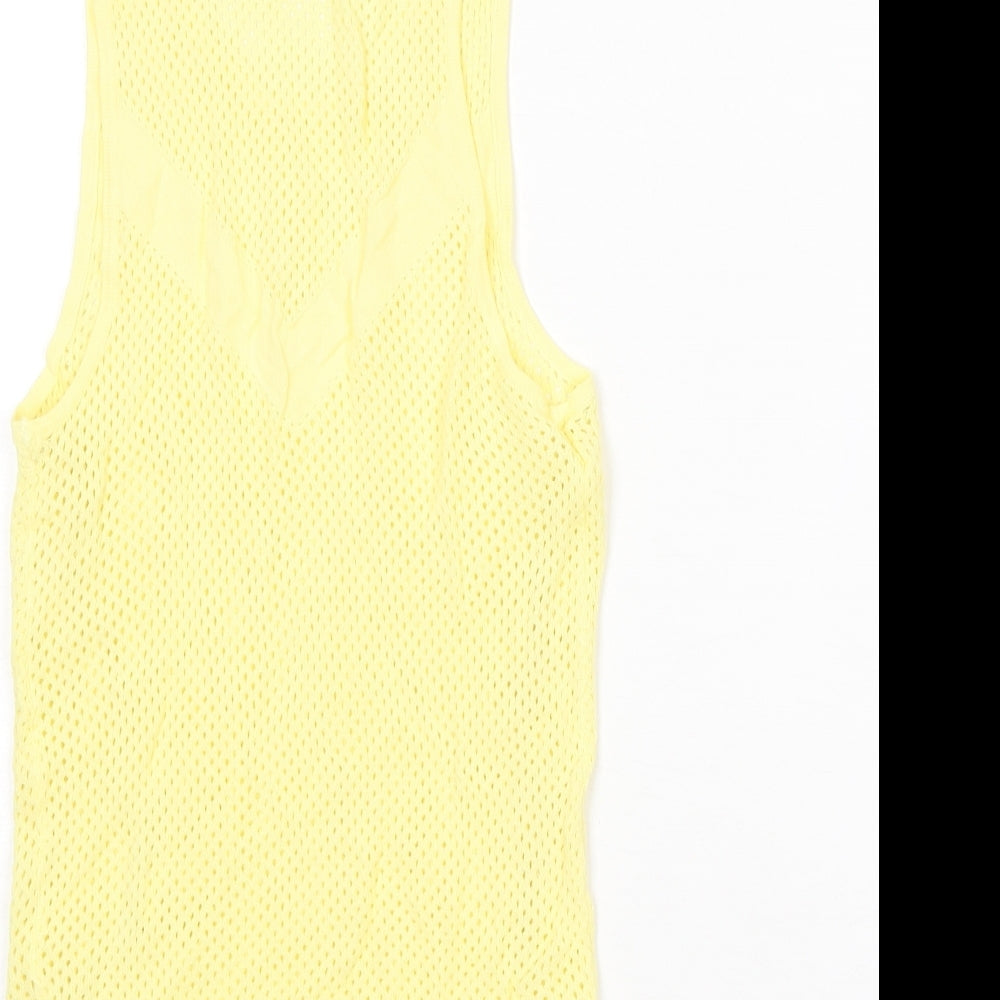 Zara Womens Yellow Round Neck Viscose Vest Jumper Size S