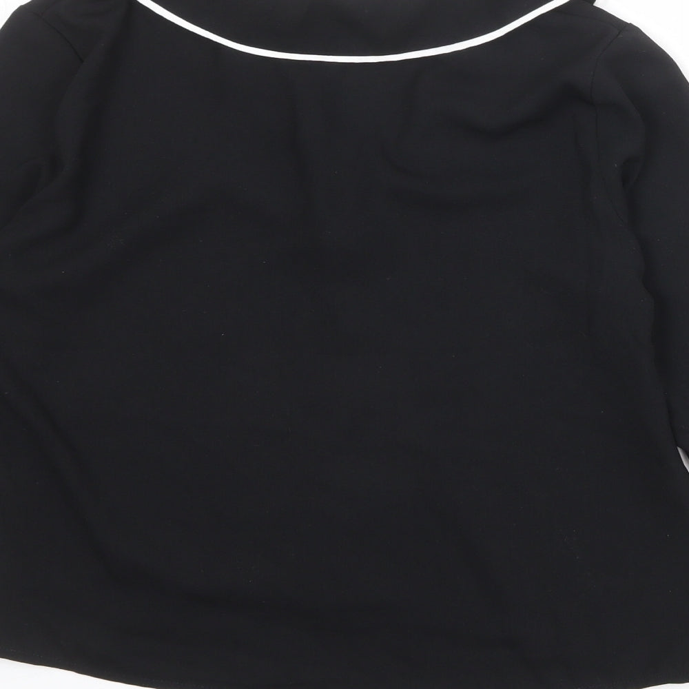 New Look Womens Black Polyester Basic Button-Up Size 6 Collared