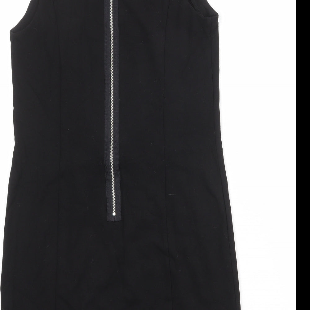 Kensie Womens Black Viscose Shift Size M Round Neck Zip