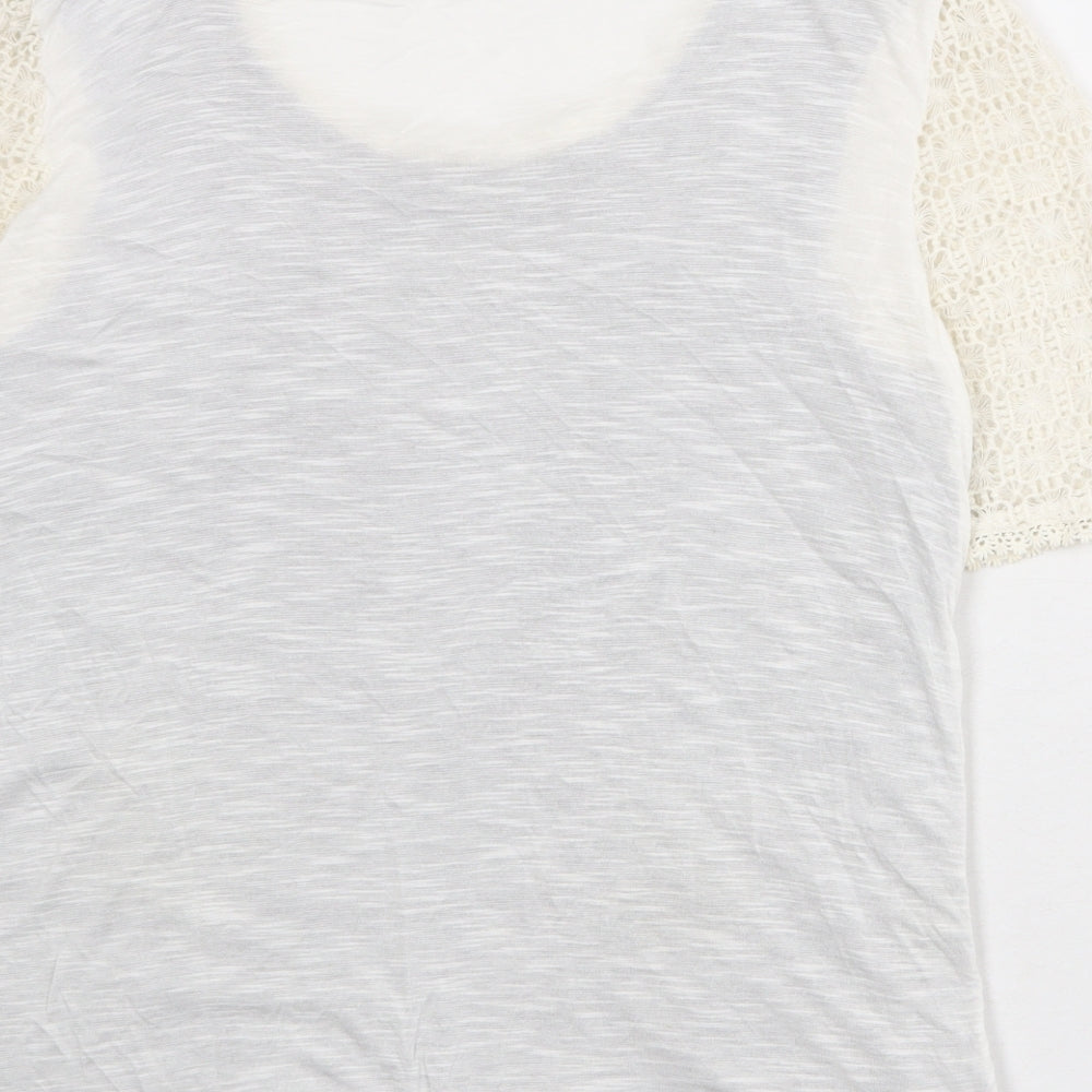 NEXT Womens Ivory Cotton Basic Blouse Size 14 Round Neck
