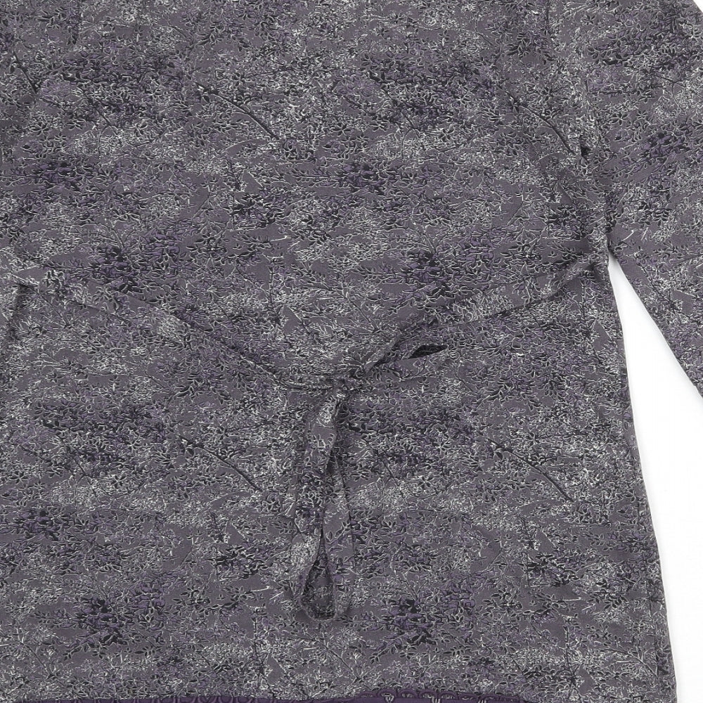 RJR.John Rocha Womens Grey Geometric Polyester Basic Blouse Size 8 Round Neck