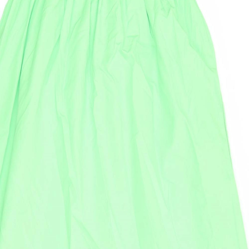 Zara Womens Green Polyester A-Line Size S Round Neck Pullover