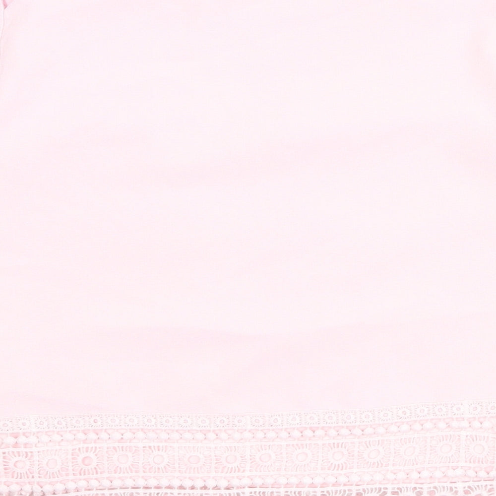 VILA Womens Pink Polyester Basic T-Shirt Size XS Round Neck