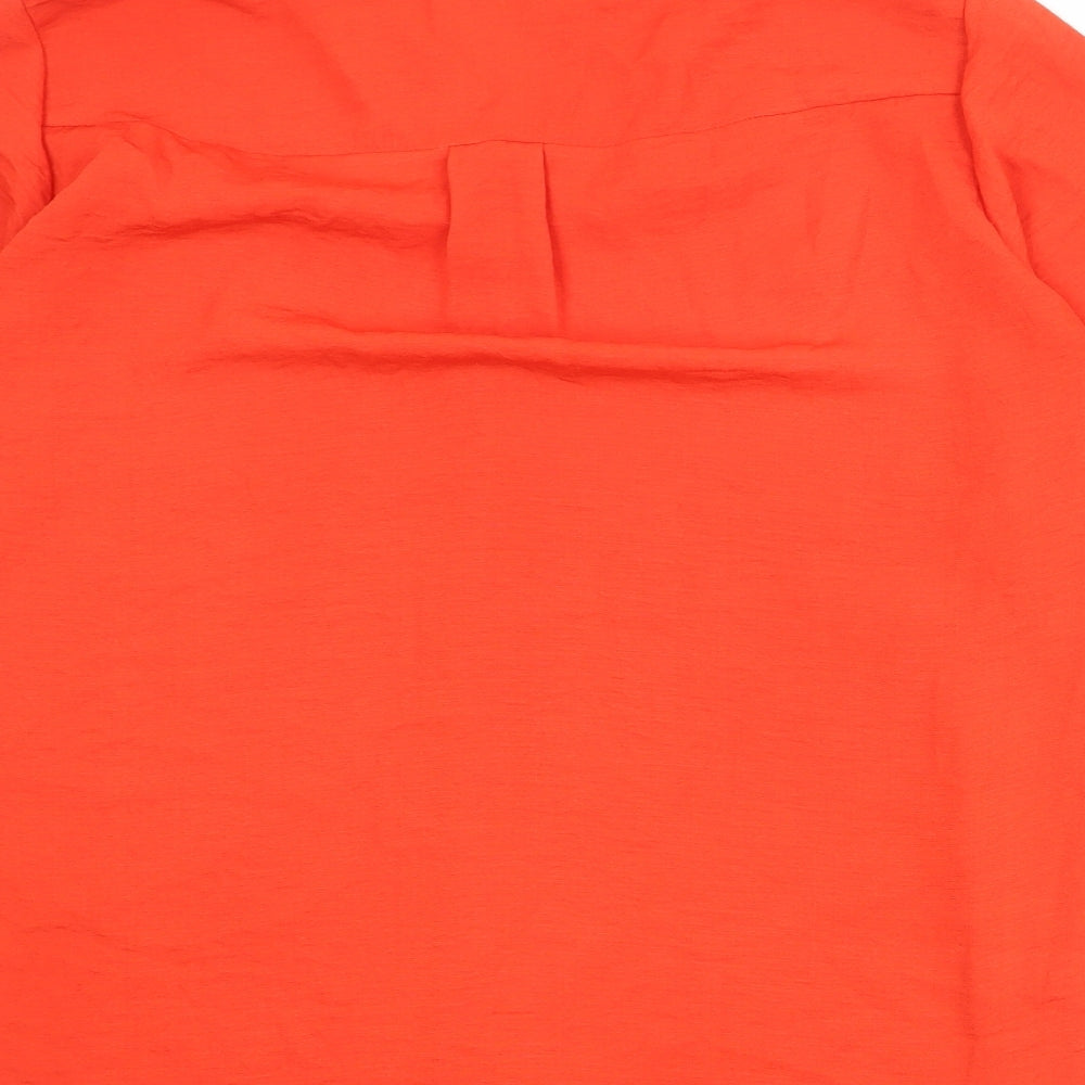 M&Co Womens Red Polyester Basic Button-Up Size 12 Collared