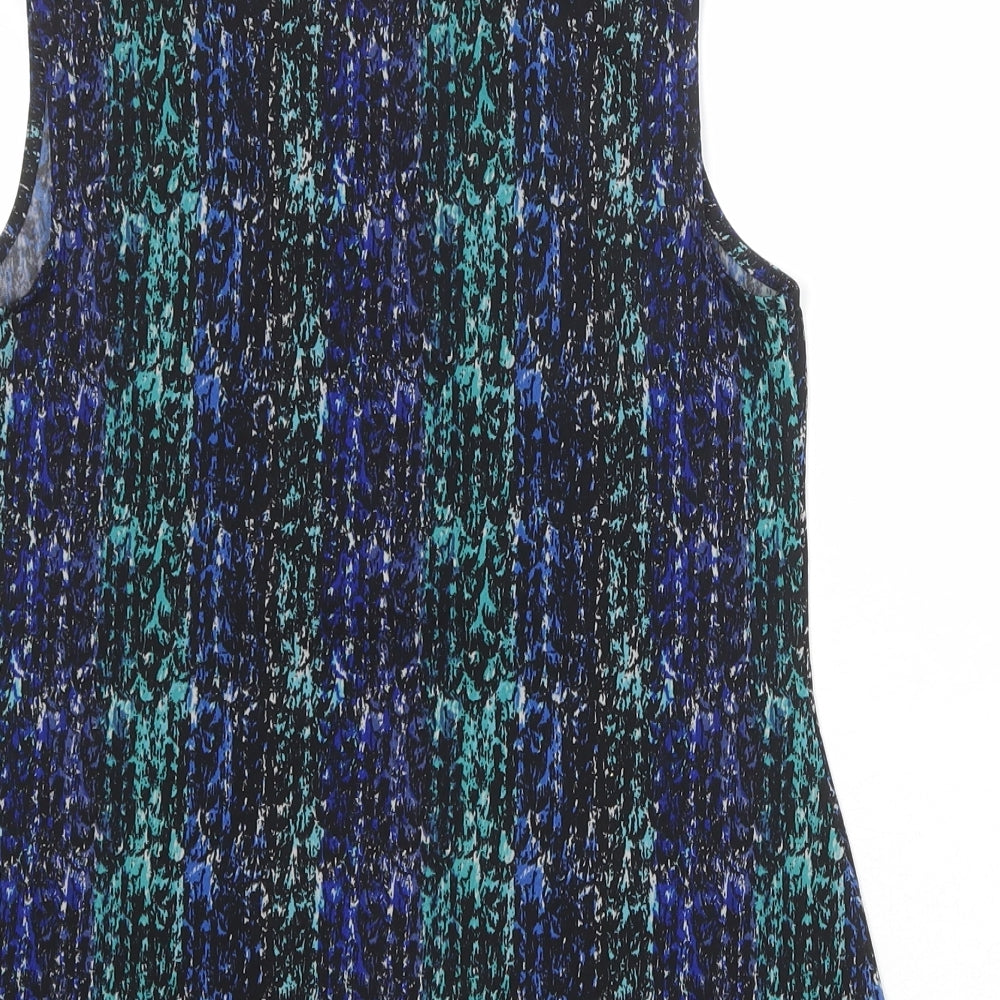 212 Collection Womens Multicoloured Geometric Polyester Basic Tank Size XS V-Neck