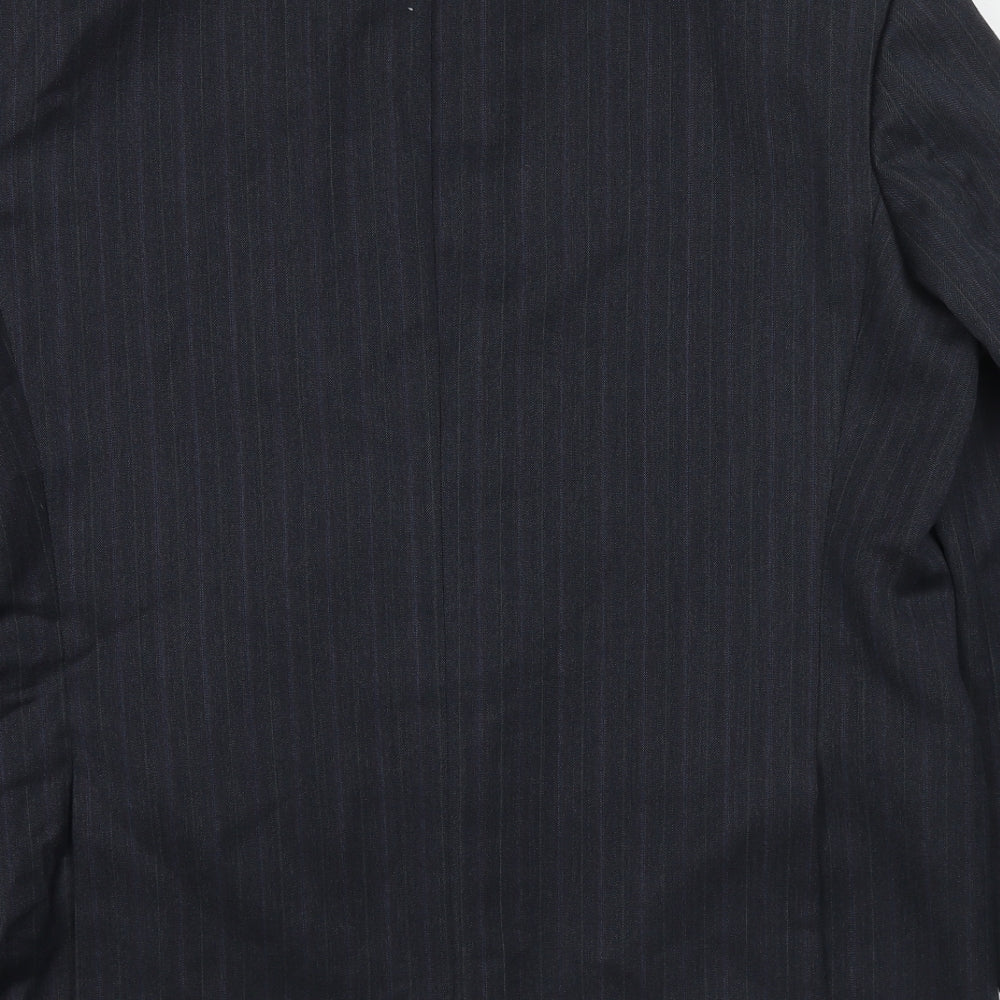 Marks & Spencer Mens Grey Striped Polyester Jacket Suit Jacket Size 42 Regular