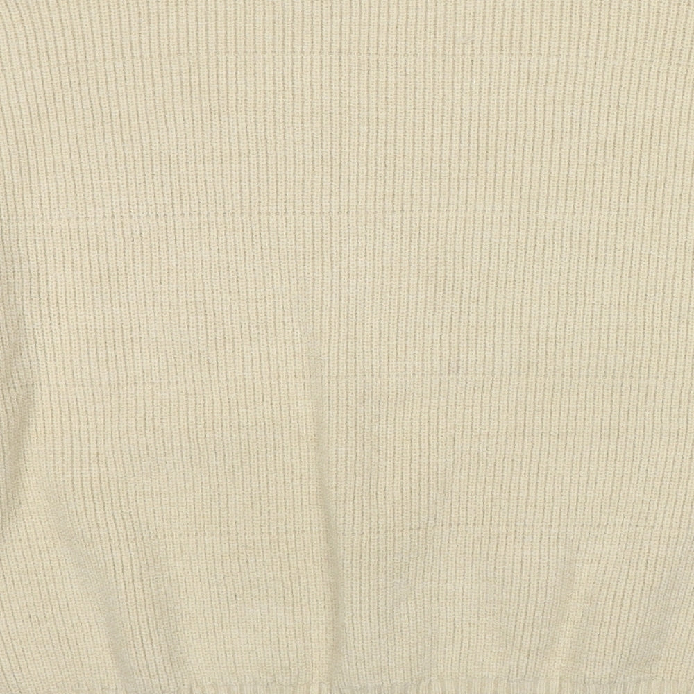 Dazy Womens Beige High Neck Acrylic Pullover Jumper Size L