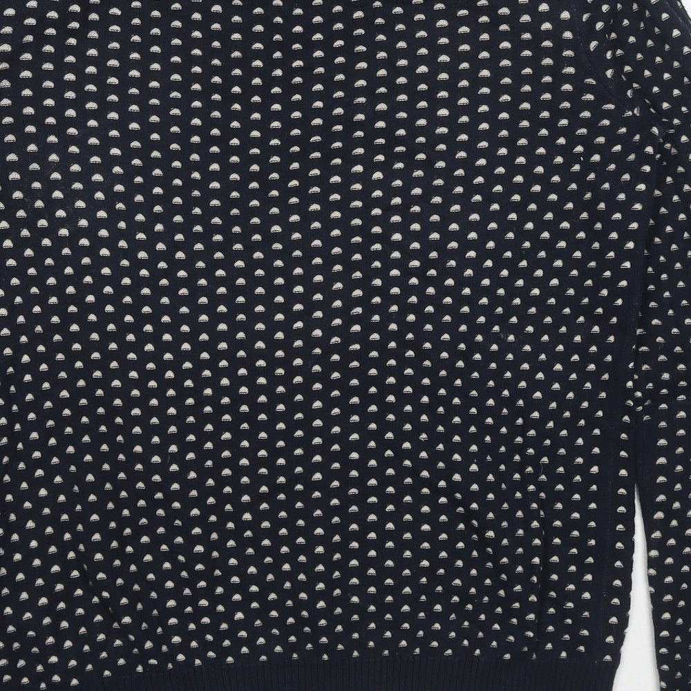 Maison Scotch Womens Black Round Neck Geometric Cotton Pullover Jumper Size S