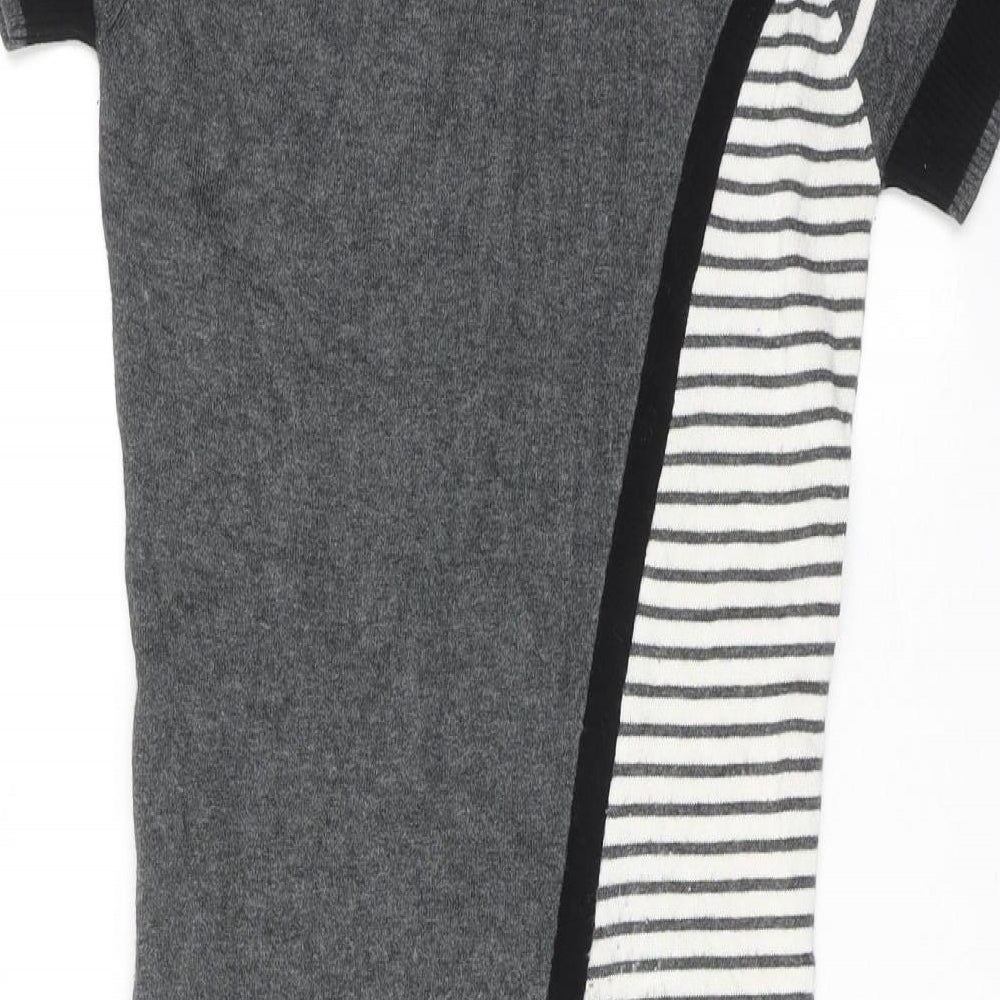 Warehouse Womens Grey Geometric Viscose Shift Size 6 Round Neck Pullover