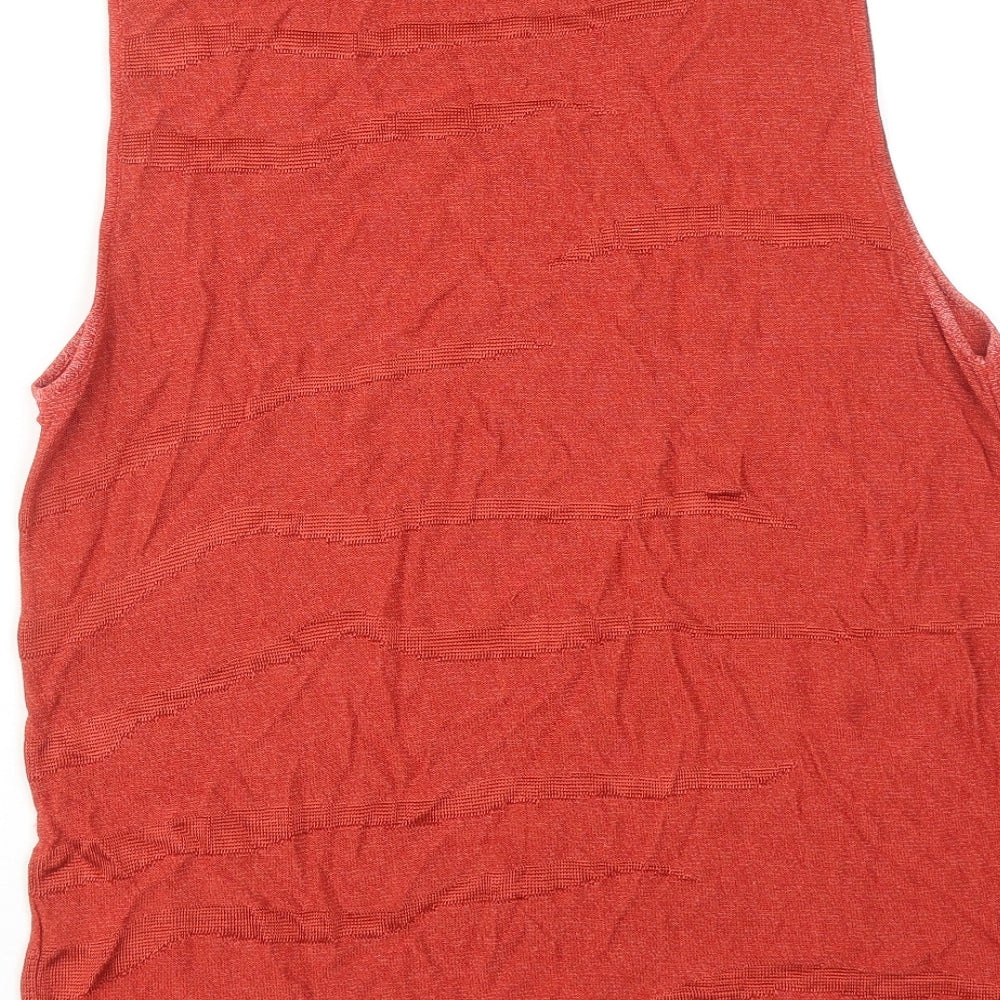 Platinum Womens Red Viscose Basic Tank Size L Boat Neck