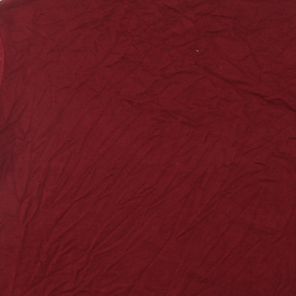 Marks & Spencer Womens Red Polyester Basic T-Shirt Size L Round Neck