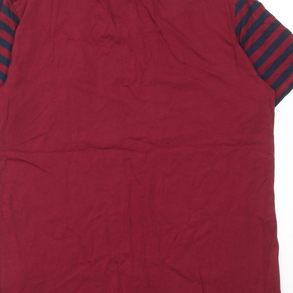 Finery Womens Red Striped Cotton Basic T-Shirt Size 10 Round Neck