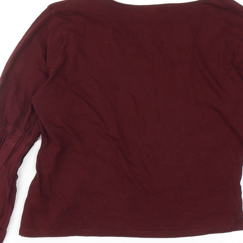 New Look Womens Red Cotton Basic Blouse Size 10 Round Neck