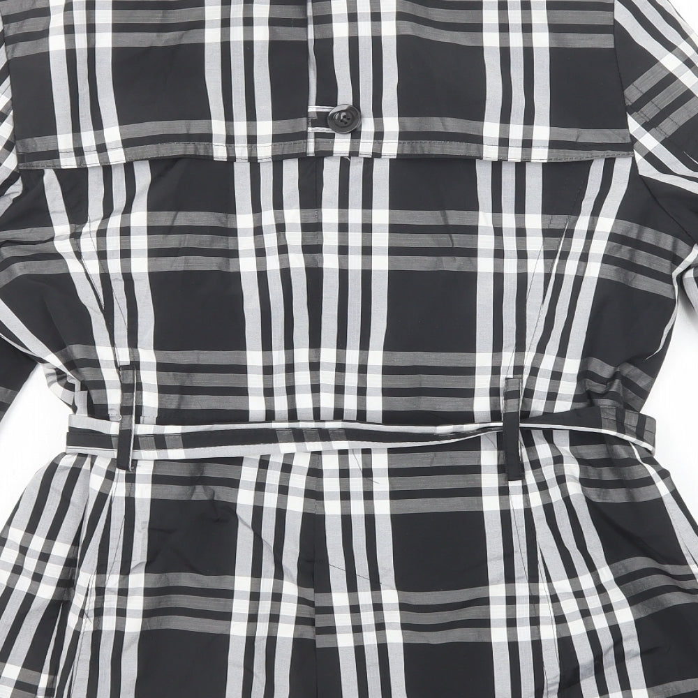 Zara Womens Black Plaid Jacket Size L Button