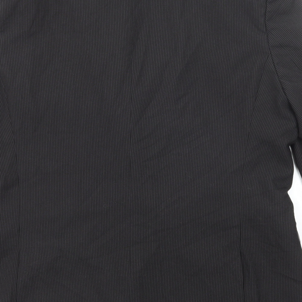 BHS Mens Black Striped Polyester Jacket Suit Jacket Size 44 Regular