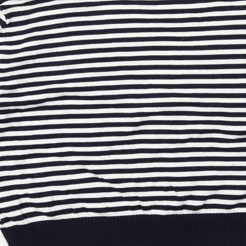 Olsen Womens Blue V-Neck Striped Cotton Cardigan Jumper Size 18